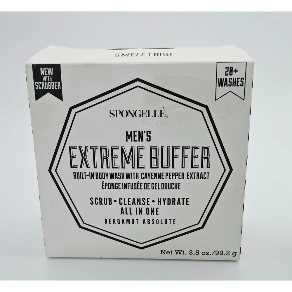 Spongelle Mens Extreme Buffer Bergamot Absolute Body Wash Scrub 3.5oz 20+ Washes